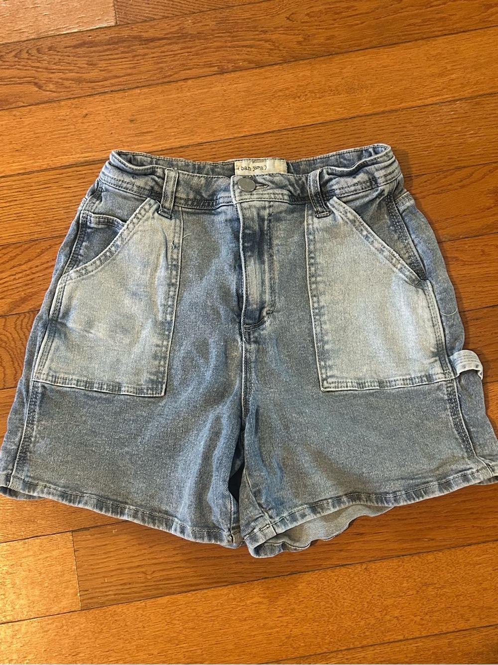 Ban.jara Light Wash Denim Utility Shorts Cargo Carpenter